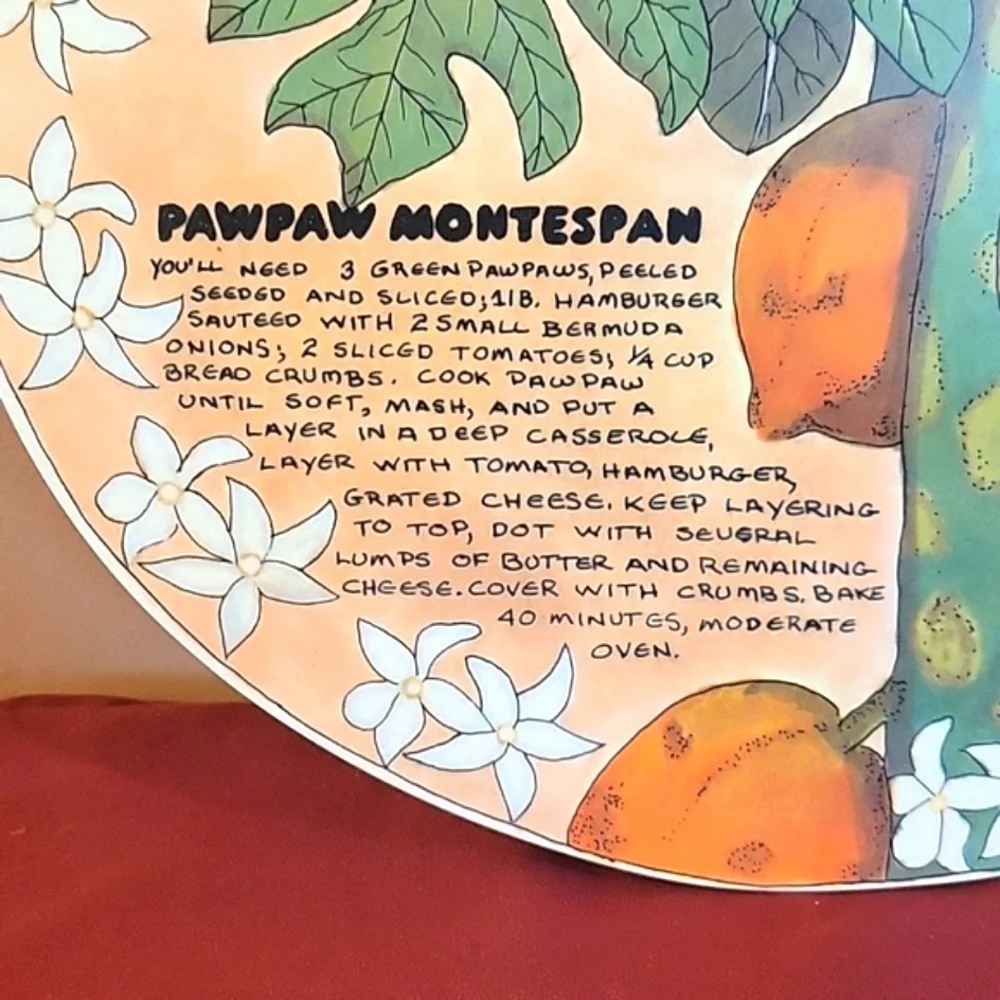 Chopping Cutting Board Bermuda Pawpaws Melamine Vintage Wall Art Hanging